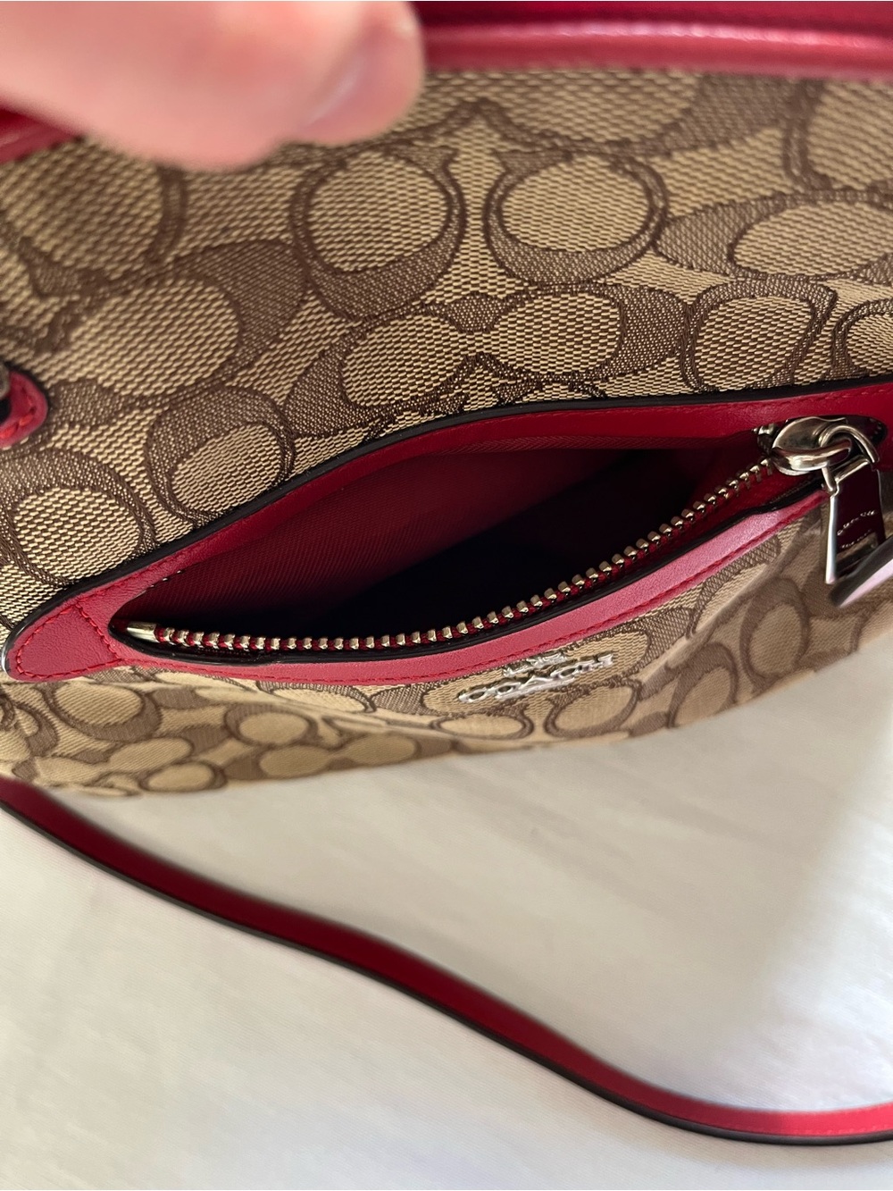 Coach Prairie Satchel with Signature Cs and Red Leather Trim - Picture 12 of 15